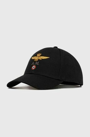 Bombažna bejzbolska kapa Aeronautica Militare črna barva - črna. Kapa s šiltom vrste baseball iz kolekcije Aeronautica Militare. Model izdelan iz materiala z nalepko.