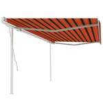Vidaxl Ročno zložljiva tenda s stebrički 5x3,5 m oranžna in rjava