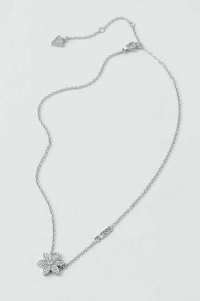 Ogrlica Guess - srebrna. Ogrlica iz kolekcije Guess. Model z okrasnimi kristali izdelan iz nerjavnega jekla.