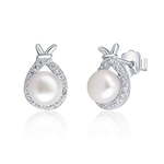 JwL Luxury Pearls Elegantni srebrni uhani z biseri in cirkoni JL0605