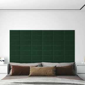 VidaXL Stenski paneli 12 kosov temno zeleni 30x15 cm blago 0