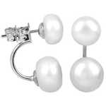 JwL Luxury Pearls Originalni dvojni uhani s pravimi belimi biseri JL0287 srebro 925/1000