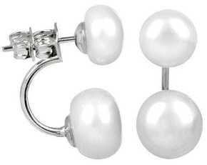JwL Luxury Pearls Originalni dvojni uhani s pravimi belimi biseri JL0287 srebro 925/1000