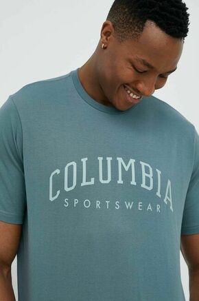 Bombažna kratka majica Columbia zelena barva - zelena. Kratka majica iz kolekcije Columbia. Model izdelan iz pletenine s potiskom.