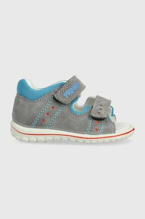 Otroški sandali iz semiša Primigi siva barva - siva. Otroški sandali iz kolekcije Primigi. Model je izdelan iz kombinacije semiš usnja in tekstilnega materiala. Model z mehkim