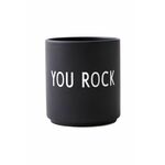 Črn porcelanast lonček Design Letters Favourite You Rock