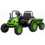 Električni POWER traktor s stranskim tirom, zelen, pogon na zadnja kolesa, 12V baterija
