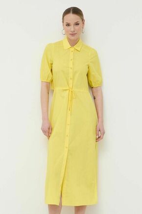 Bombažna obleka Patrizia Pepe rumena barva - rumena. Casual obleka iz kolekcije Patrizia Pepe. Model izdelan iz enobarvne tkanine. Model iz izjemno udobne in zračne tkanine je idealen za toplejše letne čase.
