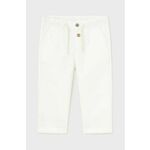 Otroške hlače s primesjo lanu Mayoral bela barva - bela. Otroški hlače iz kolekcije Mayoral. Model izdelan iz enobarvnega materiala. Model iz izjemno udobne tkanine z visoko vsebnostjo bombaža.