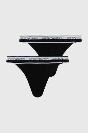 Tangice Emporio Armani Underwear 2-pack črna barva - črna. Tangice iz kolekcije Emporio Armani Underwear. Model izdelan iz elastične