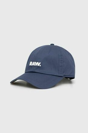 Bombažna bejzbolska kapa G-Star Raw - modra. Kapa s šiltom vrste baseball iz kolekcije G-Star Raw. Model izdelan iz materiala z nalepko.