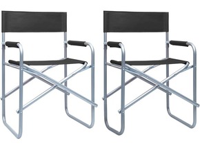 VIDAXL Režiserski stol 2 kosa iz jekla črni