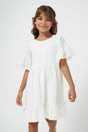 Otroška obleka Mayoral bež barva - bež. Otroški obleka iz kolekcije Mayoral. Nabran model