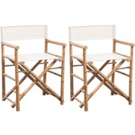 VIDAXL Zložljivi režiserski stoli 2 kosa bambus in platno
