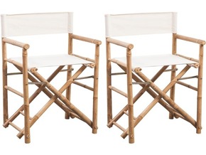 VIDAXL Zložljivi režiserski stoli 2 kosa bambus in platno