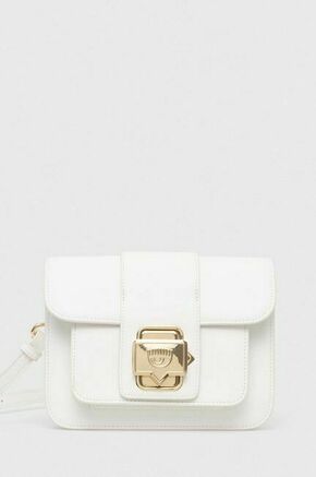 Torbica Chiara Ferragni bela barva - bela. Majhna torbica iz kolekcije Chiara Ferragni. Model na zapenjanje