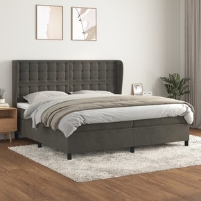 Box spring postelja z vzmetnico temno siva 200x200 cm žamet - vidaXL - Siva - 94