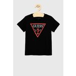 Otroški t-shirt Guess - črna. Otroški T-shirt iz kolekcije Guess. Model izdelan iz pletenine s potiskom.