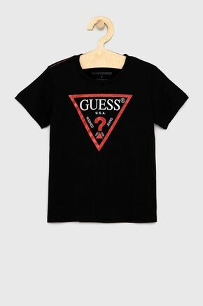 Otroški t-shirt Guess - črna. Otroški T-shirt iz kolekcije Guess. Model izdelan iz pletenine s potiskom.
