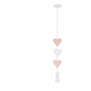 Bela/rožnata otroška svetilka s kovinskim senčnikom Hearts – Candellux Lighting
