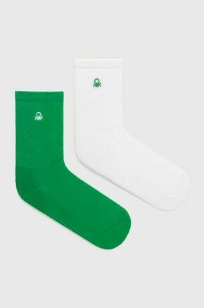 Otroške nogavice United Colors of Benetton 2-pack zelena barva - zelena. Nogavice iz kolekcije United Colors of Benetton. Model izdelan iz elastičnega materiala. V kompletu sta dva para.