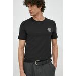 Bombažna kratka majica Guess črna barva - črna. Oprijeta kratka majica iz kolekcije Guess. Model izdelan iz tanke, elastične pletenine.