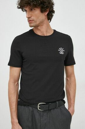 Bombažna kratka majica Guess črna barva - črna. Oprijeta kratka majica iz kolekcije Guess. Model izdelan iz tanke