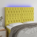 Greatstore LED posteljno vzglavje zeleno 144x7x118/128 cm blago