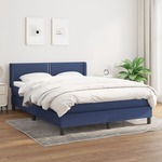 shumee Box spring postelja z vzmetnico modra 140x190 cm blago