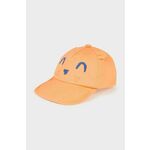 Otroška bombažna bejzbolska kapa Mayoral oranžna barva - oranžna. Otroški kapa s šiltom vrste baseball iz kolekcije Mayoral. Model izdelan iz enobarvne tkanine z vstavki.