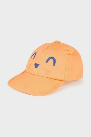 Otroška bombažna bejzbolska kapa Mayoral oranžna barva - oranžna. Otroški kapa s šiltom vrste baseball iz kolekcije Mayoral. Model izdelan iz enobarvne tkanine z vstavki.