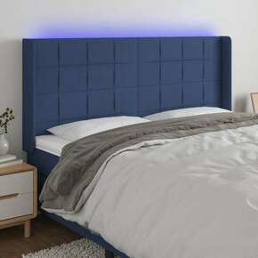 VidaXL LED posteljno vzglavje modro 203x16x118/128 cm blago