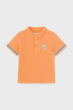 Otroške bombažne polo majice Mayoral oranžna barva - oranžna. Polo majica za dojenčka iz kolekcije Mayoral. Model izdelan iz udobne pletenine.