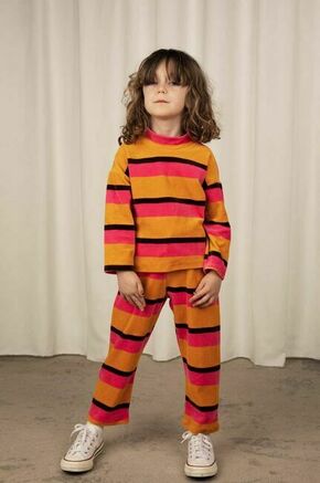 Otroški bombažen pulover Mini Rodini oranžna barva - oranžna. Otroške Pulover iz kolekcije Mini Rodini. Model s polpuli ovratnikom