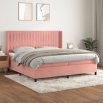 Box spring postelja z vzmetnico roza 200x200 cm žamet - vidaXL - roza - 93,89 - 200 x 200 cm - vidaXL