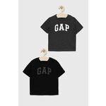 Otroška bombažna kratka majica GAP 2-pack črna barva - črna. Otroški Lahkotna kratka majica iz kolekcije GAP. Model izdelan iz tanke, elastične pletenine. Nežen material, prijeten na dotik.