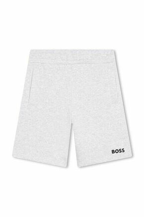Otroške kratke hlače BOSS siva barva - siva. Otroški kratke hlače iz kolekcije BOSS. Model izdelan iz udobnega materiala.