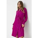 Obleka s primesjo svile Pinko vijolična barva - vijolična. Obleka iz kolekcije Pinko. Raven model, izdelan iz tkanine. Lahek in udoben model, idealen za vsakodnevno nošenje.