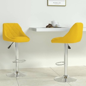Vidaxl Barski stolček 2 kosa gorčično rumen žamet