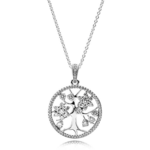 Pandora Srebrna ogrlica družinsko drevo 390384CZ-80 (veriga, obesek) srebro 925/1000