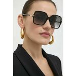 Sončna očala Gucci ženski, črna barva - črna. Sončna očala iz kolekcije Gucci. Model s toniranimi stekli in okvirji iz kombinacije umetne snovi in kovine. Ima filter UV 400.