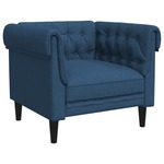 VIDAXL Fotelj chesterfield modra tkanina