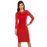 Amiatex Ženska obleka 72926, rdeča, 14