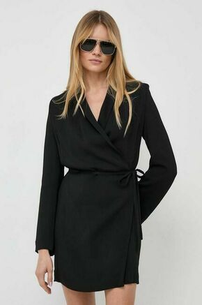 Obleka Ivy Oak črna barva - črna. Elegantna obleka iz kolekcije Ivy Oak. Model izdelan iz tanke
