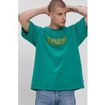Bombažen t-shirt Levi's zelena barva - zelena. Ohlapen T-shirt iz kolekcije Levi's. Model izdelan iz tanke, rahlo elastične pletenine.