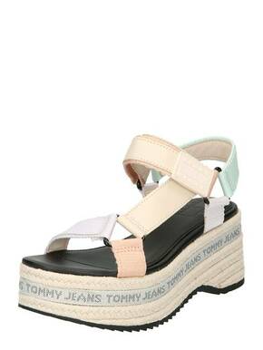 Tommy Jeans sandali - pisana. Sandali iz kolekcije Tommy Jeans. Model izdelan iz kombinacije naravnega usnja in tekstilnega materiala.