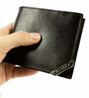 Rovicky Moška usnjena denarnica z varnostjo RFID Mrena črna univerzalna