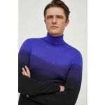 Volnen pulover BOSS moški, vijolična barva - vijolična. Pulover iz kolekcije BOSS. Model izdelan iz vzorčaste pletenine. Deviška volna je lažja od klasične volne. Odlikujejo jo izjemna mehkoba, finost in trpežnost.