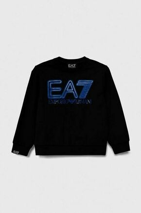 Otroški bombažen pulover EA7 Emporio Armani črna barva - črna. Otroški pulover iz kolekcije EA7 Emporio Armani