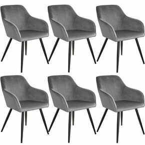 Tectake 6 Marilyn Velvet-Look Chairs Siva/črna